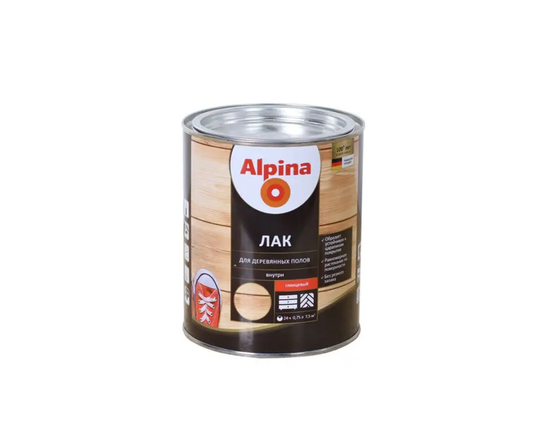 პარკეტის ლაქი პრიალა HolzBodenLack 0,75 ლტ ALPINA — ლაქი